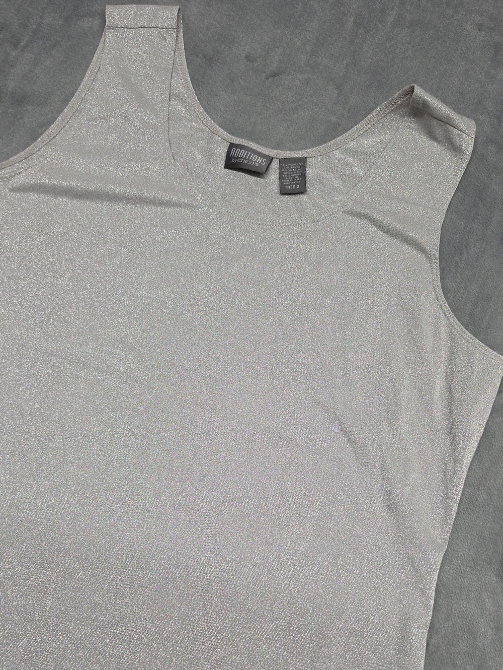 Chico's Silver Metallic Scoop Neck Tank Sz 2(Lg)